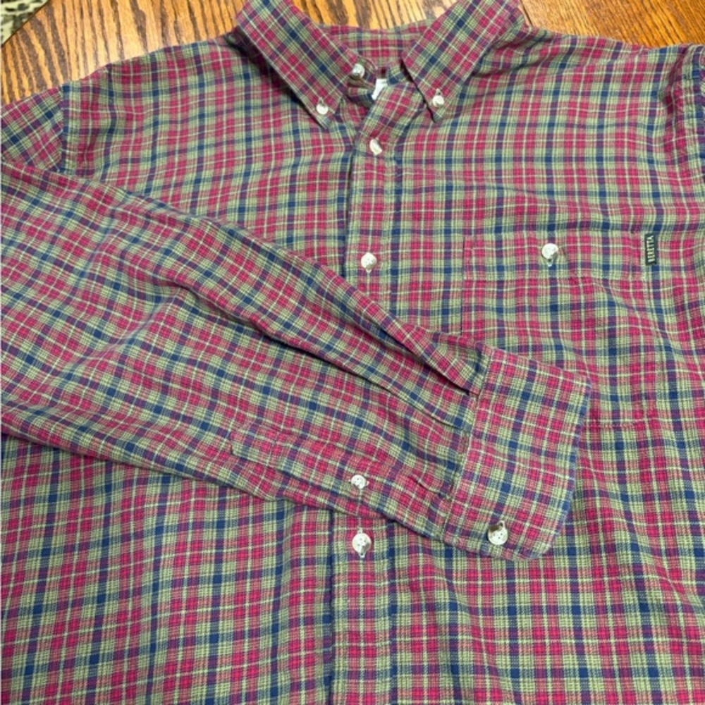 BERETTA SIZE 3XL RED MULTICOLORED FLANNEL PLAID SHIRT WITH POCKET